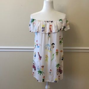 Voila St. Barth Beach Swim Cover Up Off The Shoulder Dress EUC
